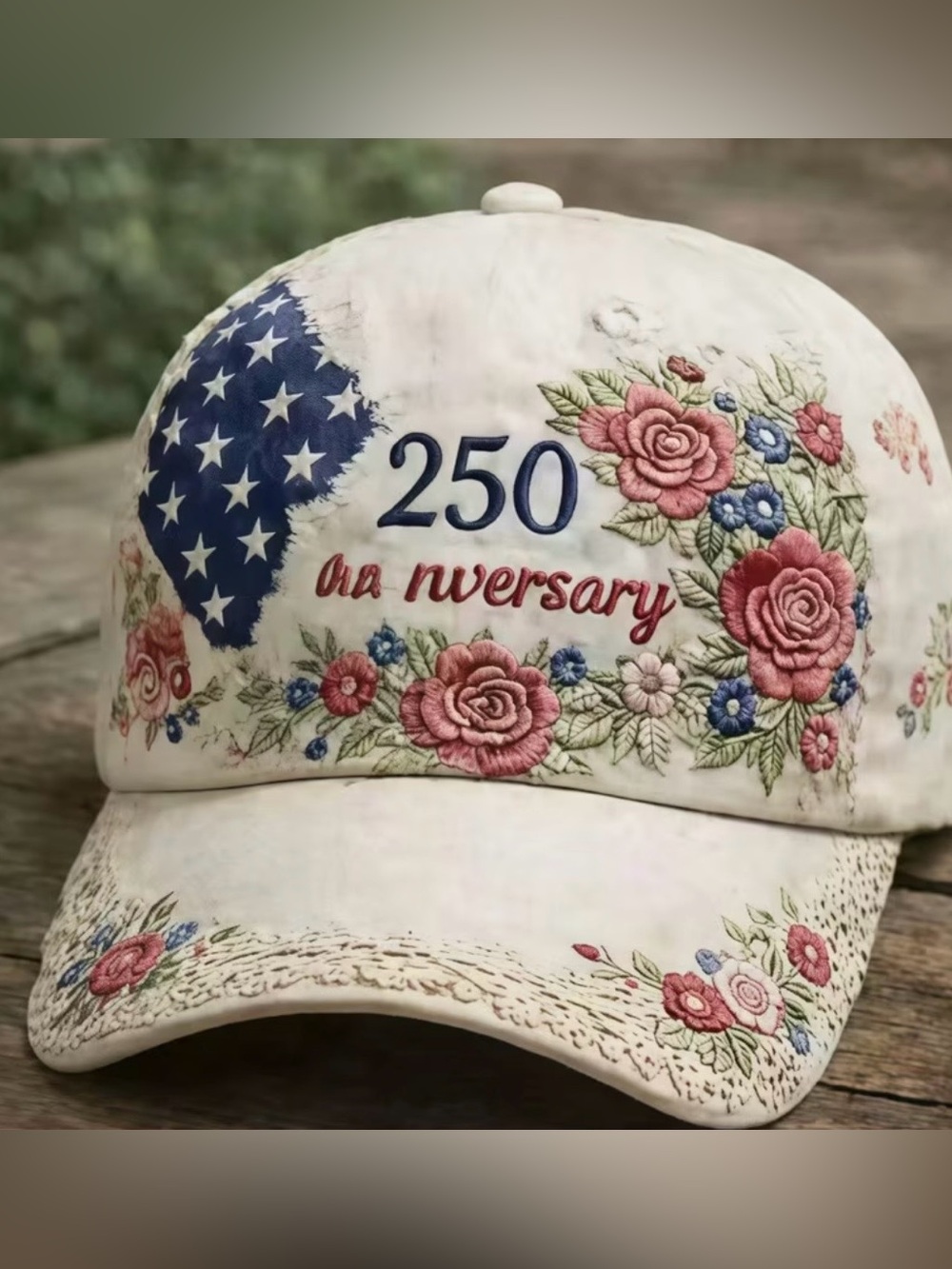 250 Anniversary Floral White Baseball Cap Unisex NEW